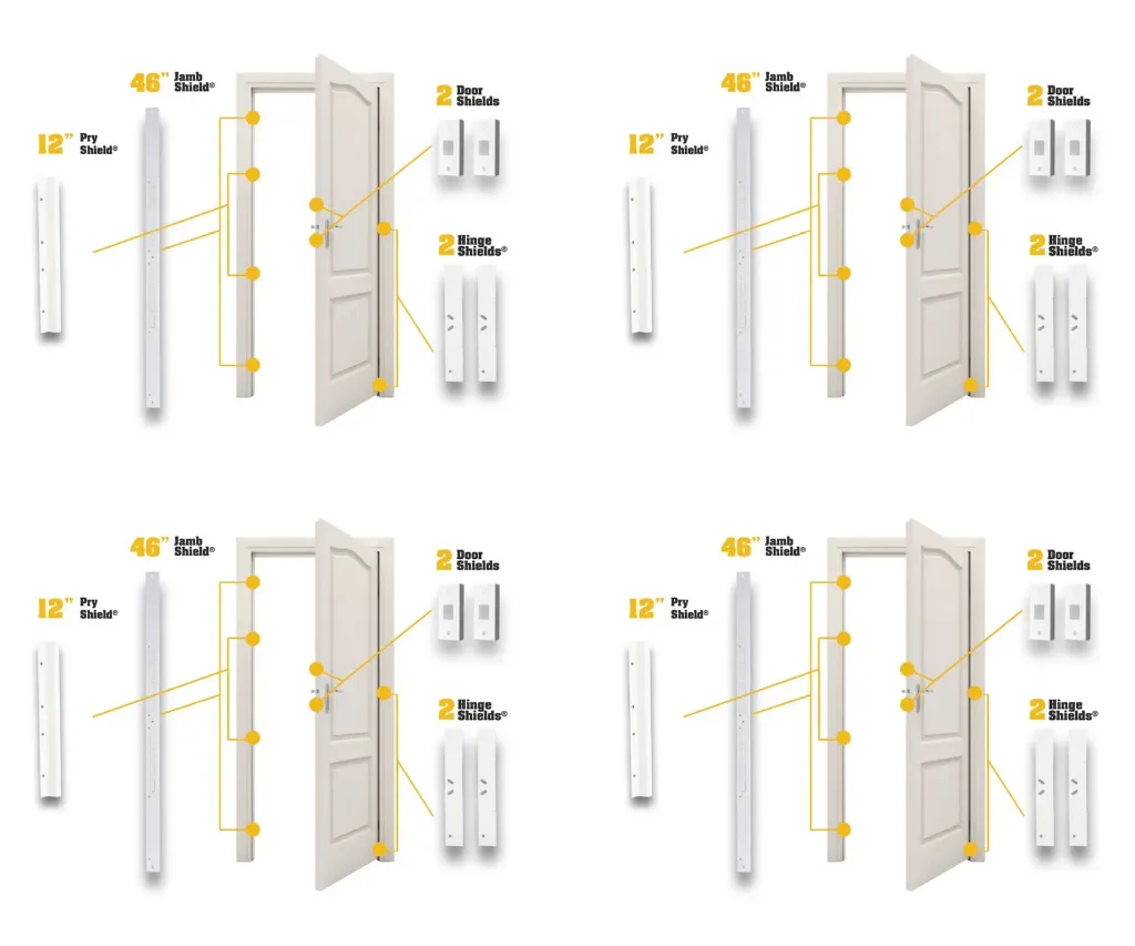 [REB-MAX-20004] Door Armor MAX Combo 4 Pack Bundle Save $20 + FREE Pry Shield Upgrade! (White)